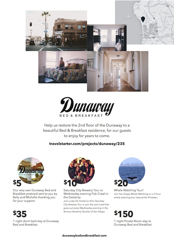 Dunaway Bed and Brekfast TravelStarter rewards flyer